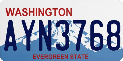 WA license plate AYN3768