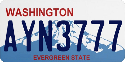 WA license plate AYN3777