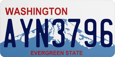 WA license plate AYN3796