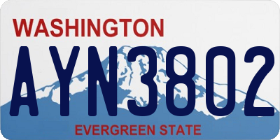 WA license plate AYN3802