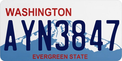 WA license plate AYN3847