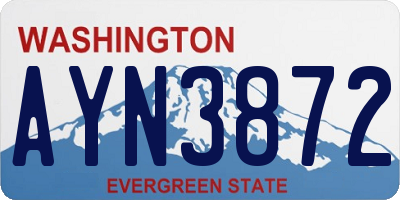 WA license plate AYN3872