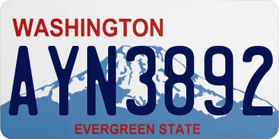 WA license plate AYN3892