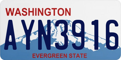 WA license plate AYN3916