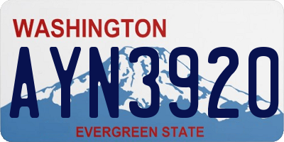 WA license plate AYN3920