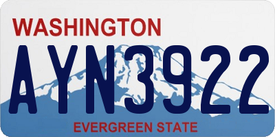 WA license plate AYN3922