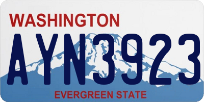 WA license plate AYN3923