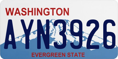 WA license plate AYN3926