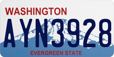 WA license plate AYN3928