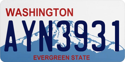 WA license plate AYN3931