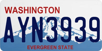 WA license plate AYN3939