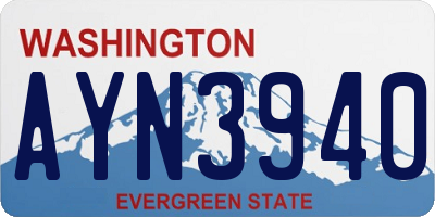 WA license plate AYN3940