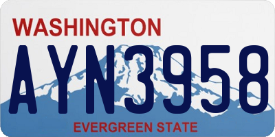 WA license plate AYN3958
