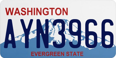WA license plate AYN3966