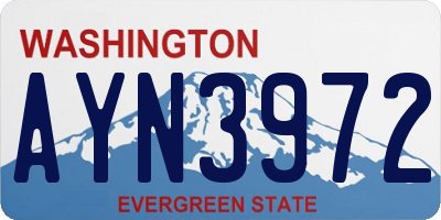 WA license plate AYN3972