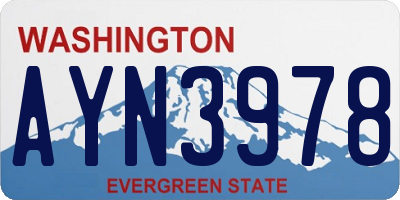 WA license plate AYN3978