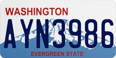 WA license plate AYN3986