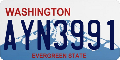 WA license plate AYN3991