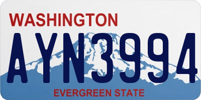 WA license plate AYN3994