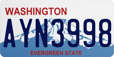 WA license plate AYN3998