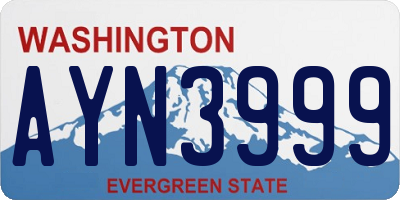WA license plate AYN3999