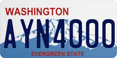 WA license plate AYN4000