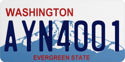 WA license plate AYN4001