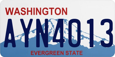 WA license plate AYN4013