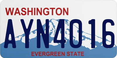 WA license plate AYN4016