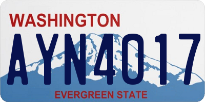 WA license plate AYN4017