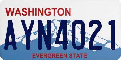 WA license plate AYN4021