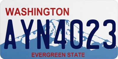 WA license plate AYN4023