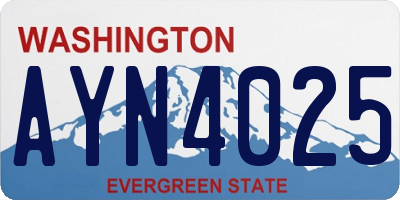 WA license plate AYN4025