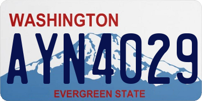 WA license plate AYN4029