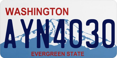 WA license plate AYN4030