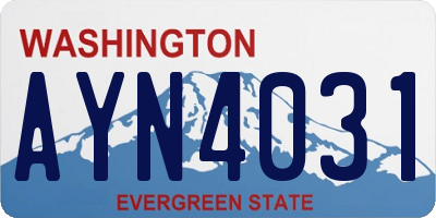 WA license plate AYN4031