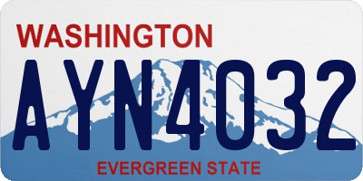 WA license plate AYN4032