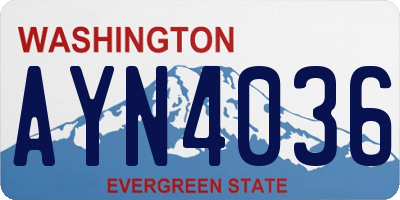WA license plate AYN4036