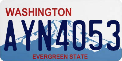WA license plate AYN4053