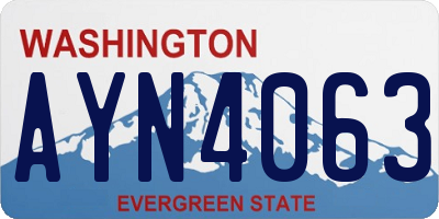 WA license plate AYN4063