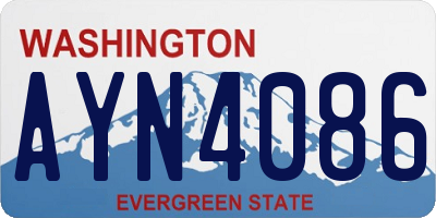 WA license plate AYN4086