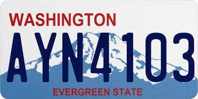 WA license plate AYN4103