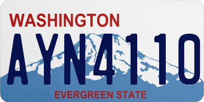 WA license plate AYN4110