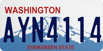 WA license plate AYN4114