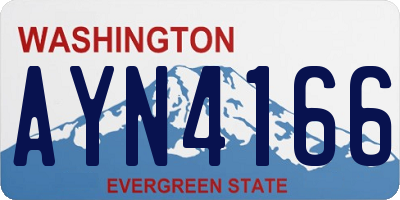 WA license plate AYN4166
