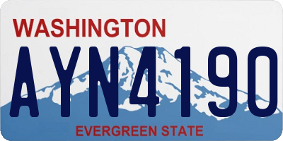 WA license plate AYN4190
