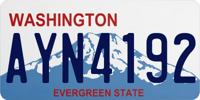 WA license plate AYN4192