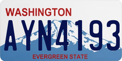 WA license plate AYN4193