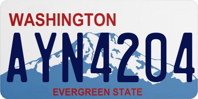 WA license plate AYN4204