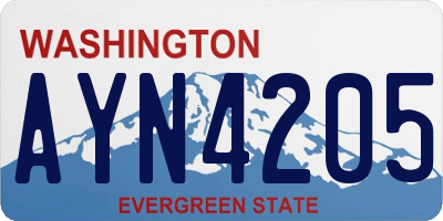 WA license plate AYN4205